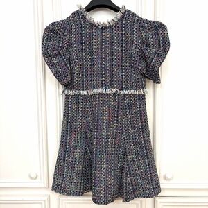 Fate Amelia Multicolored Tweed Dress A-Line New Tulips Short Sleeves Size Small